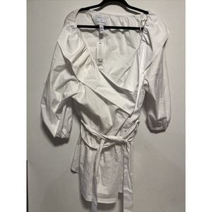 Lane Bryant BeautiCurve Collaboration White Faux Wrap Peplum Top Size 28